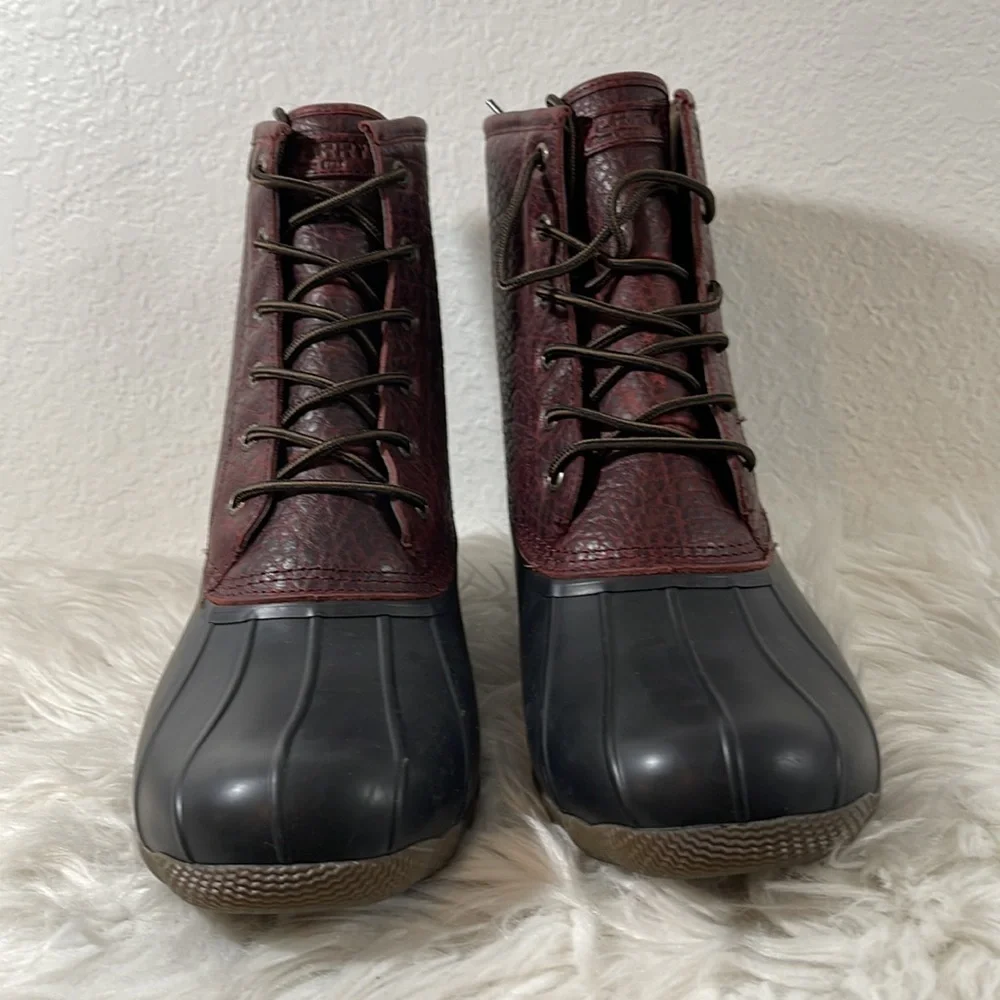SPERRY MEN'S SALTWATER DUCK BOOT - BLACK/AMARETTO SIZE 13 NEW - Picture 5 of 15